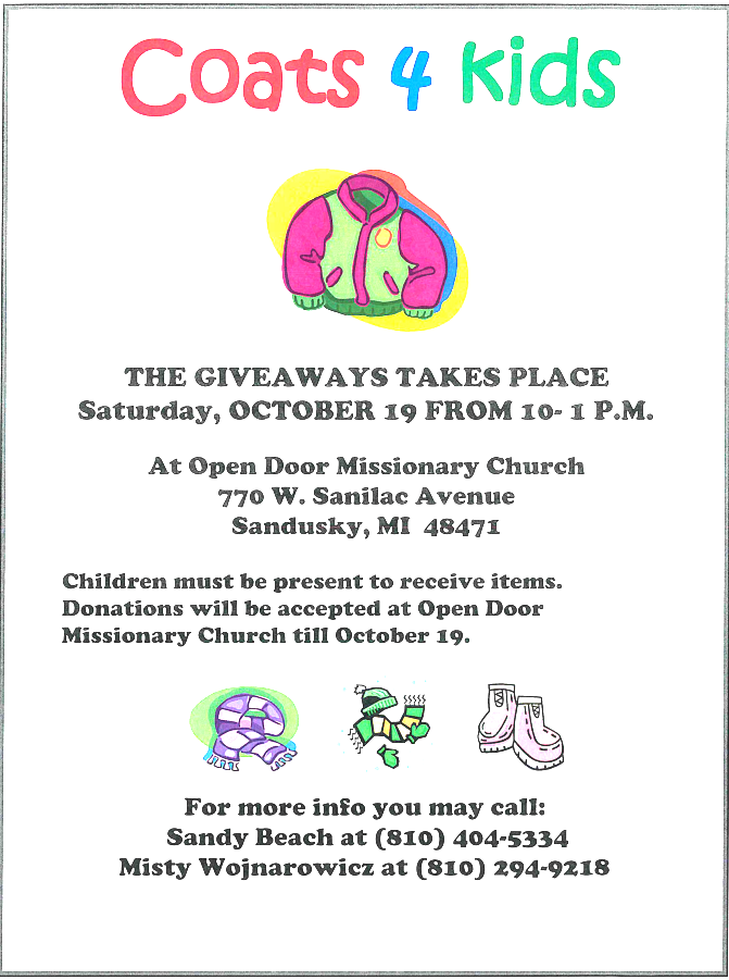 Information sheet for Coast 4 Kids giveaway.